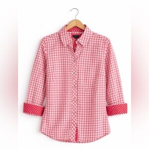 Gingham Button Down Pink Talbots Modern Classic Shirt  Small Petite